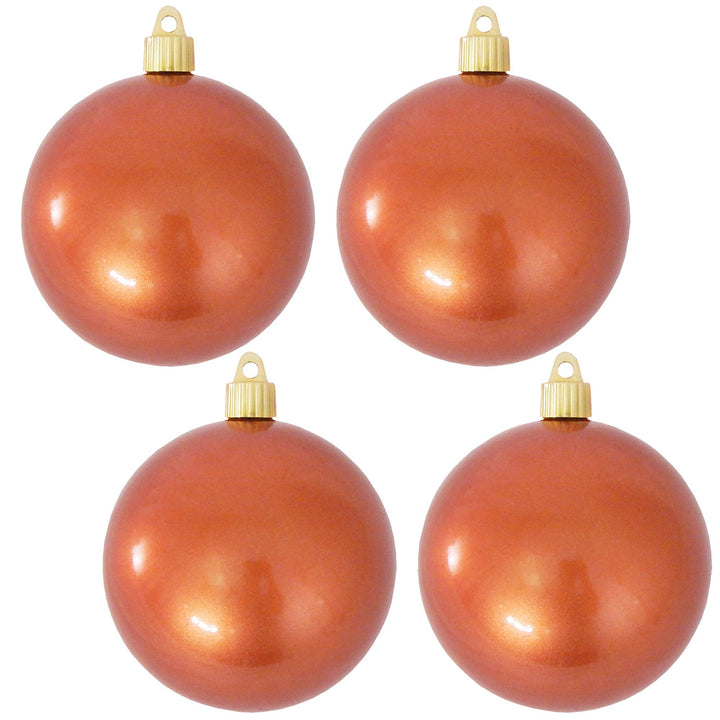 Christmas By Krebs 4" (100mm) Candy Copper [4 Pieces] Solid Commercial Grade Indoor and Outdoor Shatterproof Plastic, UV and Water Resistant Ball Ornament Decorations