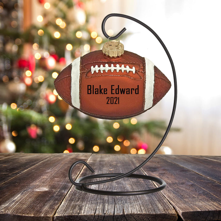 Personalized Football Glass Ornament Gift, Customize with Your Personal Message