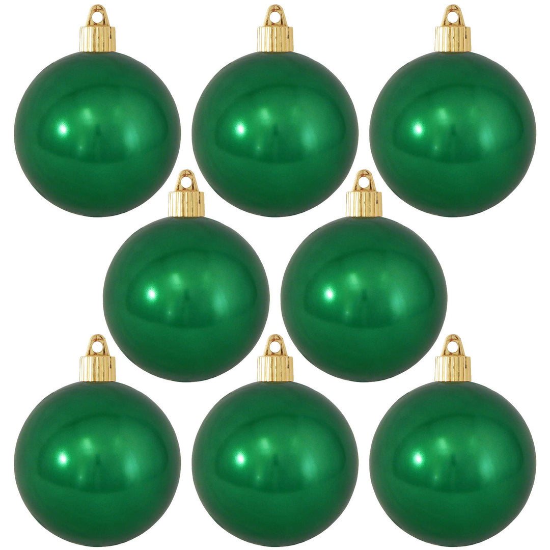 Christmas By Krebs 3 1/4" (80mm) Shiny Blarney Green [8 Pieces] Solid Commercial Grade Indoor and Outdoor Shatterproof Plastic, UV and Water Resistant Ball Ornament Decorations