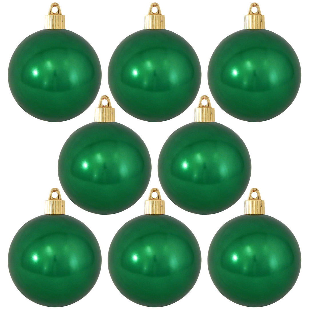 Christmas By Krebs 3 1/4" (80mm) Shiny Blarney Green [8 Pieces] Solid Commercial Grade Indoor and Outdoor Shatterproof Plastic, UV and Water Resistant Ball Ornament Decorations