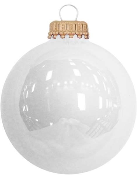 Christmas By Krebs 3" (76mm) Craft Glass Ornament [6 Pieces], Designer Heirloom  (Porcelain White with Gold Crown Caps)