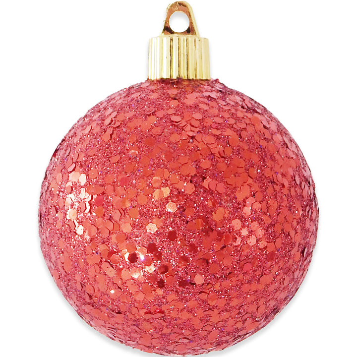 Christmas By Krebs 3 1/4" (80mm) Red Glitz [8 Pieces] Solid Commercial Grade Indoor and Outdoor Shatterproof Plastic, Water Resistant Ball Ornament Decorations