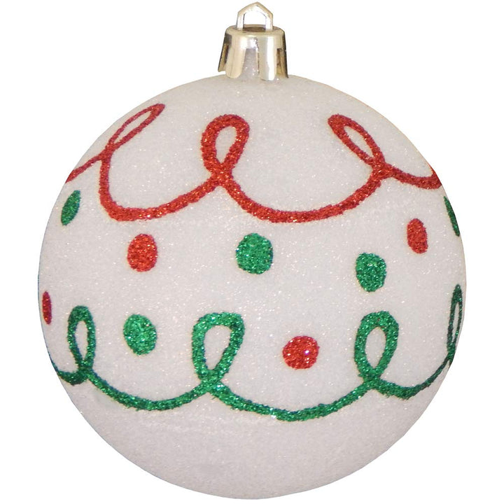 Christmas By Krebs 3 1/4" (80mm) Ornament [4 Pieces] Commercial Grade Indoor and Outdoor Shatterproof Plastic, Water Resistant Ball Shape Ornament Decorations (White with Loops)