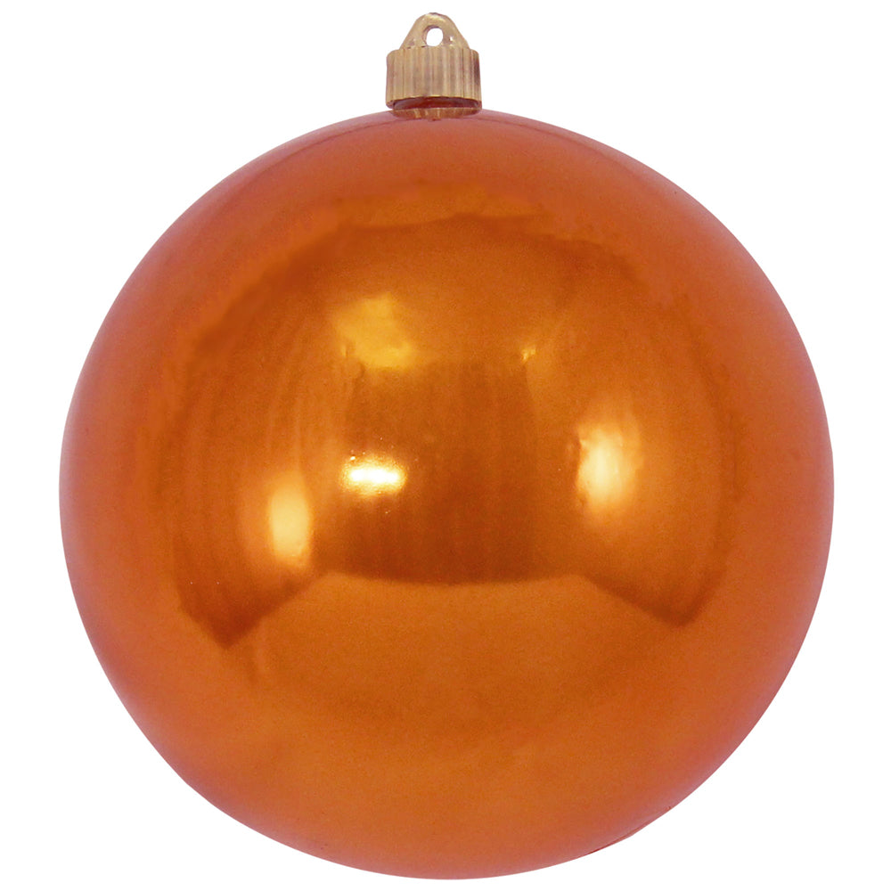 Christmas By Krebs 8" (200mm) Shiny Mandarin Orange [1 Piece] Solid Commercial Grade Indoor and Outdoor Shatterproof Plastic, UV and Water Resistant Ball Ornament Decorations