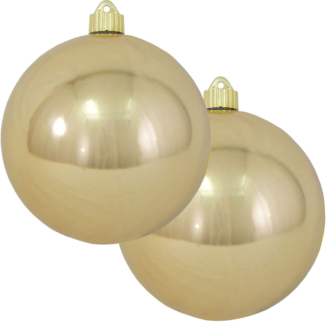 Christmas By Krebs 6" (150mm) Shiny Gilded Gold [2 Pieces] Solid Commercial Grade Indoor and Outdoor Shatterproof Plastic, UV and Water Resistant Ball Ornament Decorations