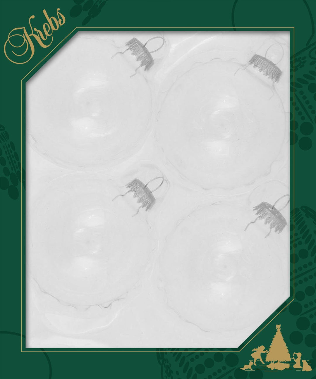 Glass Christmas Tree Ornaments - 80mm / 3.25" [4 Pieces] Designer Balls from Christmas By Krebs Seamless Hanging Holiday Decor (Clear)