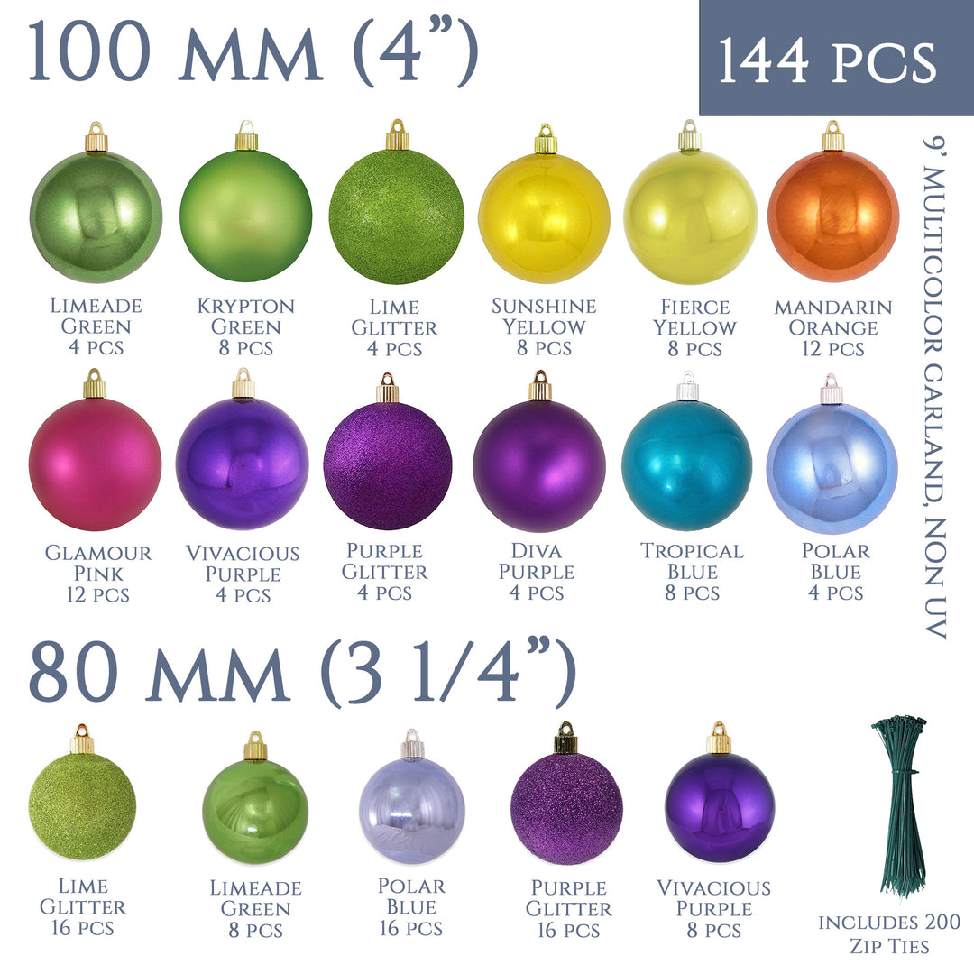 Christmas by Krebs Shatterproof Interior 9 Ft. Garland Decorating Kit - ORNAMENTS ONLY (Multicolor)