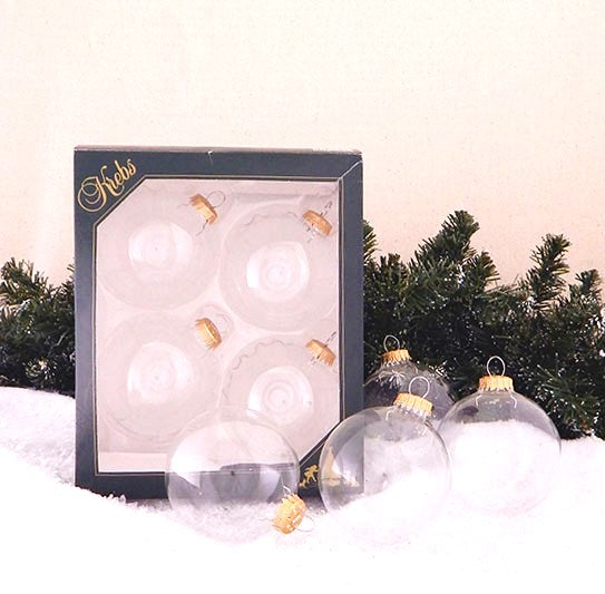 Crafting Seamless Glass Ball Ornaments for Holiday Decor (Clear with Gold Caps-48 Pieces, 4/Box, 12/Case, 3 1/4 inch (80mm))