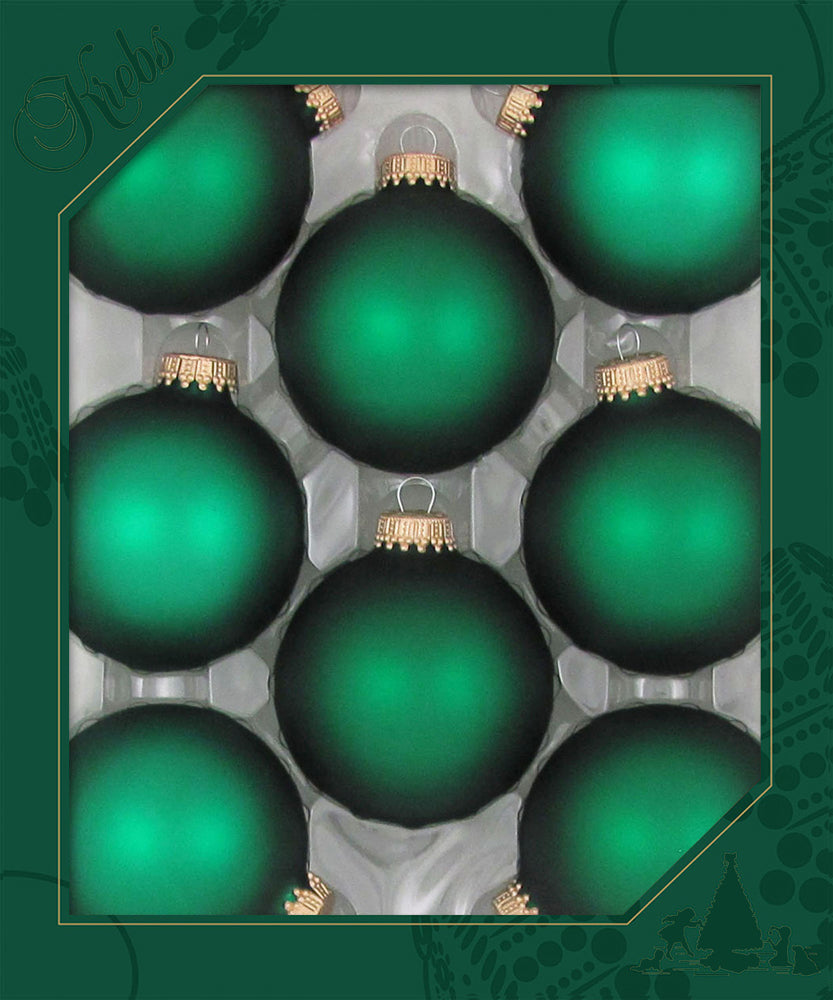 Christmas By Krebs Made in The USA Designer Seamless Glass Christmas Ball Ornaments, 2 5/8" (67mm), 8 Pieces (Velvet Green)
