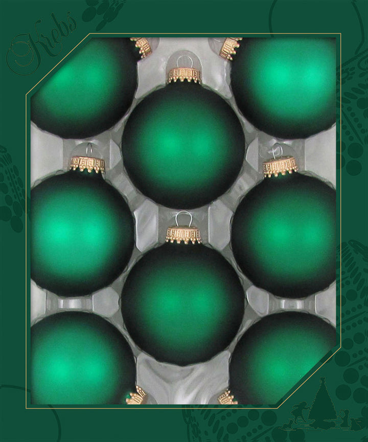 Christmas By Krebs Made in The USA Designer Seamless Glass Christmas Ball Ornaments, 2 5/8" (67mm), 8 Pieces (Velvet Green)