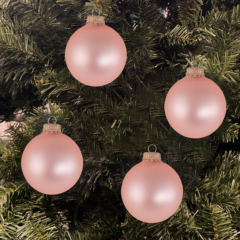 Glass Christmas Tree Ornaments - 67mm / 2.63" [8 Pieces] Designer Balls from Christmas By Krebs Seamless Hanging Holiday Decor (Velvet Coral Pink)