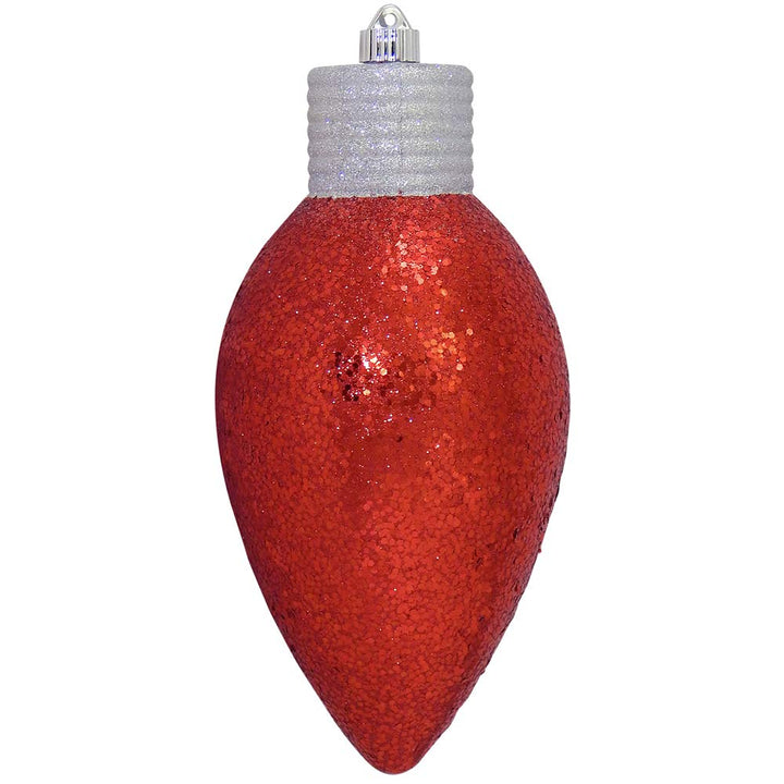 Christmas By Krebs 12" (300mm) Ornament, Commercial Grade Indoor, Outdoor Shatterproof Plastic Water Resistant Lightbulb Ornament (Red Glitz)
