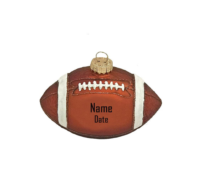 Personalized Football Glass Ornament Gift, Customize with Your Personal Message