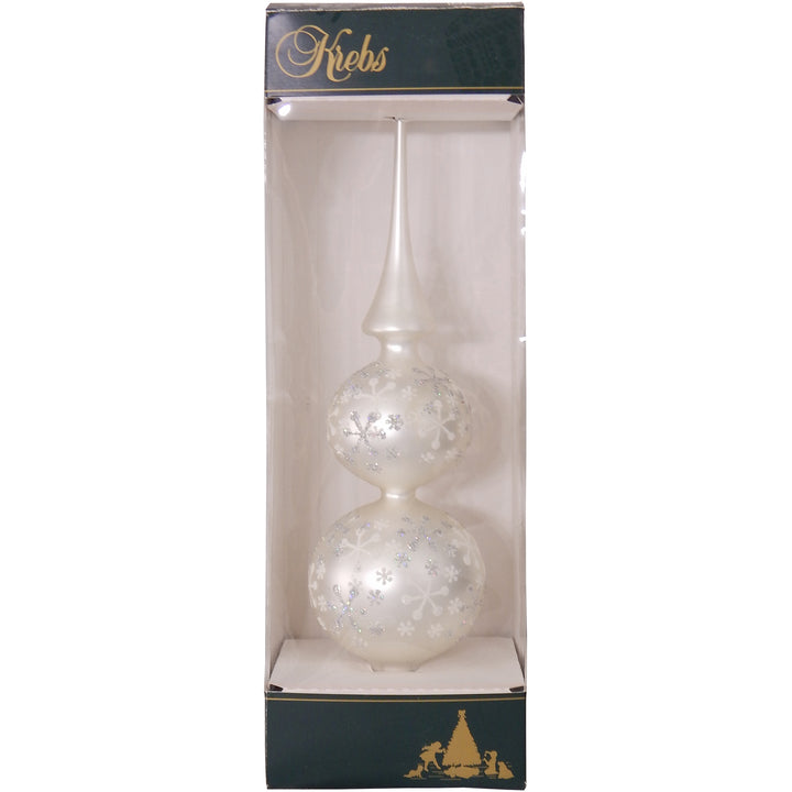 Christmas Treetop - Decorated Glass Treetop from Christmas by Krebs - Handmade Seamless Holiday Decorations for Trees (13" Silver Pearl with Two-Tone Jax)