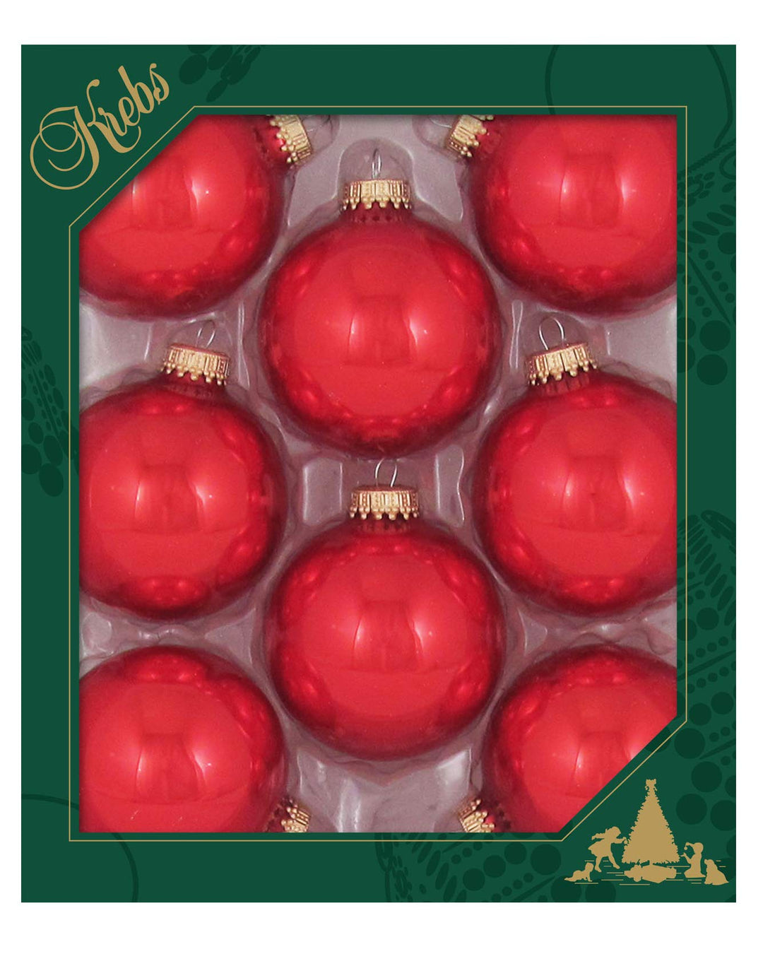 Christmas Tree Ornaments - 67mm / 2.625" [8 Pieces] Designer Glass Baubles from Christmas By Krebs - Handcrafted Seamless Hanging Holiday Decor for Trees (Candy Apple Red)