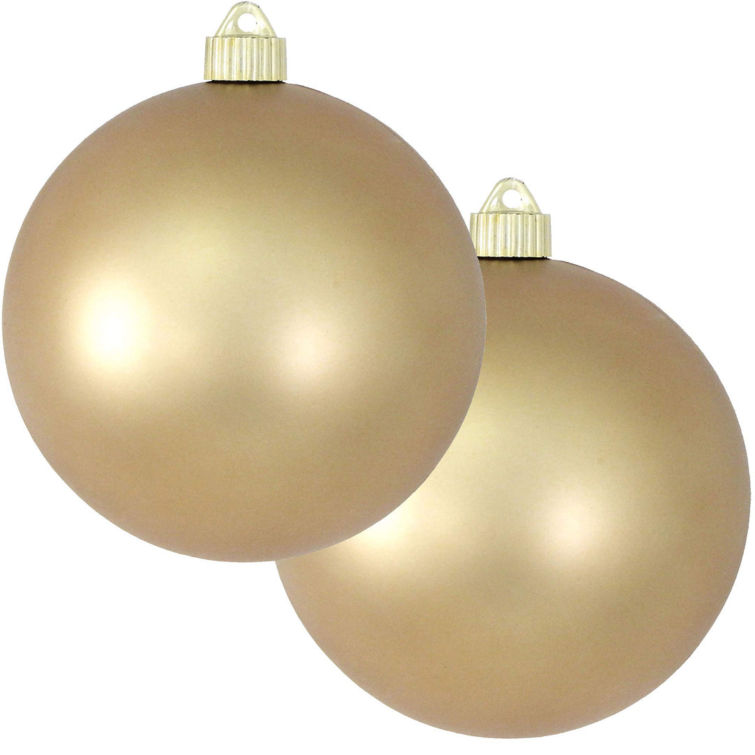 Christmas By Krebs 6" (150mm) Velvet Gold Dust [2 Pieces] Solid Commercial Grade Indoor and Outdoor Shatterproof Plastic, UV and Water Resistant Ball Ornament Decorations