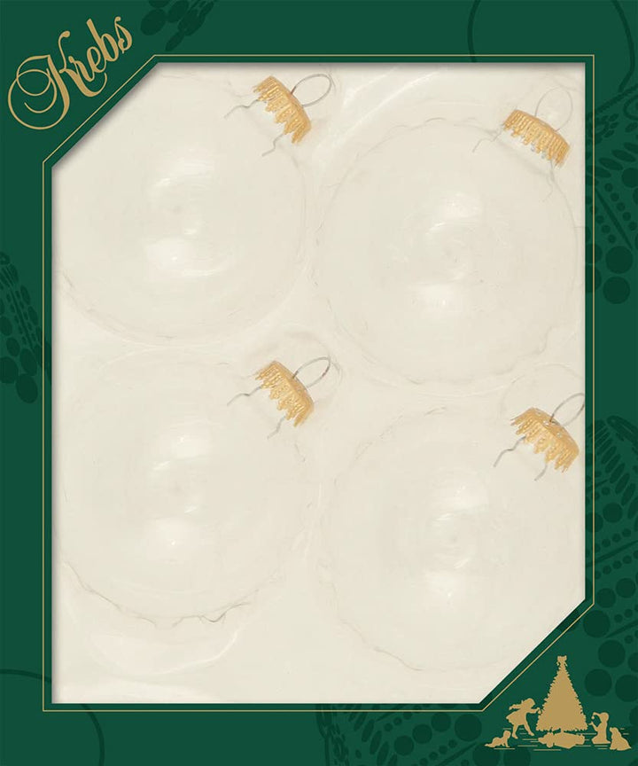 Glass Crafting Christmas Tree Ornaments - Designer DIY Balls from Christmas By Krebs (Clear with Gold Caps-4 Pieces, 3 1/4 inch (80mm))