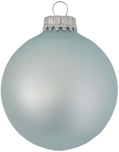 Glass Christmas Tree Ornaments - 67mm / 2.63" [8 Pieces] Designer Balls from Christmas By Krebs Seamless Hanging Holiday Decor (Velvet Misty Aqua Blue)