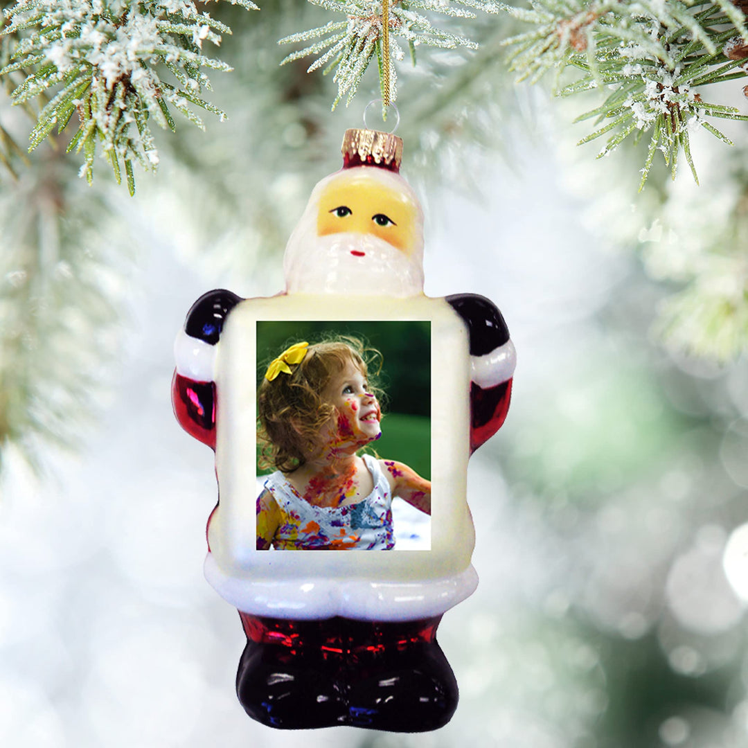 Personalized Santa Glass Ornament Gift, Customize with Your Personal Photo