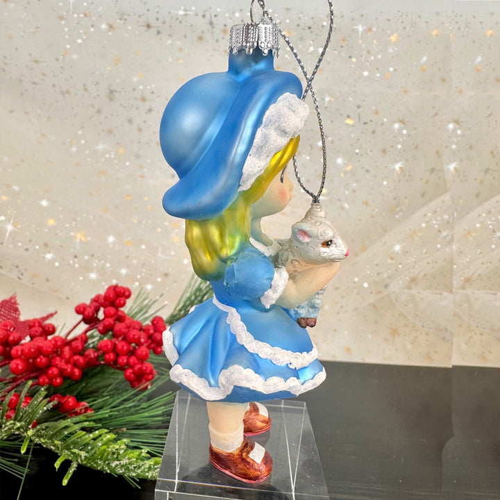 Christmas Tree Ornaments - Figurine Glass from Christmas By Krebs - Handcrafted Hanging Holiday Decor for Trees (5" Mary with Lamb)