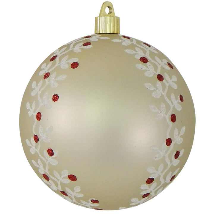 Christmas By Krebs 4 3/4" (120mm) Ornament [4 Pieces] Commercial Grade Indoor & Outdoor Shatterproof Plastic, Water Resistant Ball Shape Ornament Decorations (Buff Velvet)