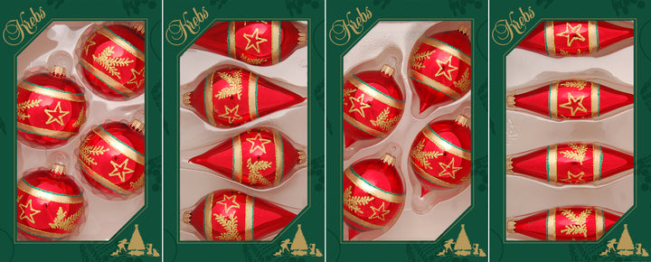 Christmas Red shapes w/Gold Glitter Stars and Branches w/Gold and Green Glitter Bands (4 shapes)