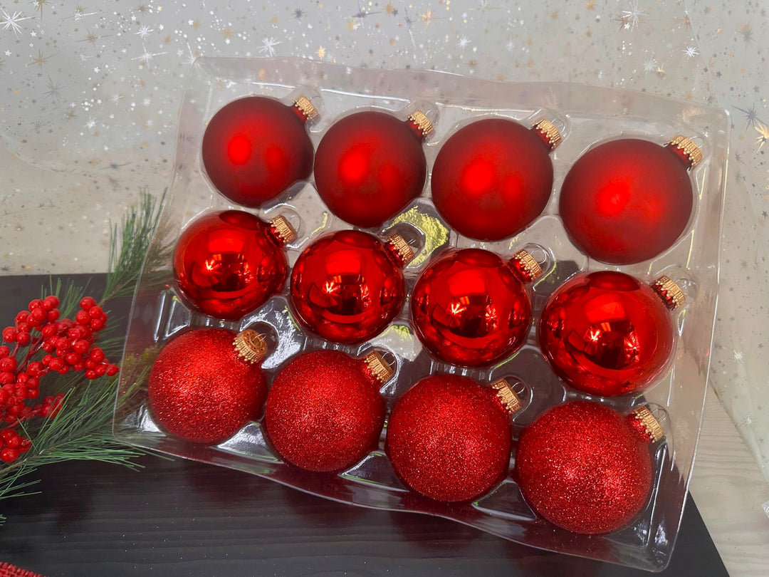 Glass Christmas Tree Ornaments - 67mm/2.63 Designer Balls from Christmas  by Krebs - Seamless Hanging Holiday Decorations for Trees - Set of 12