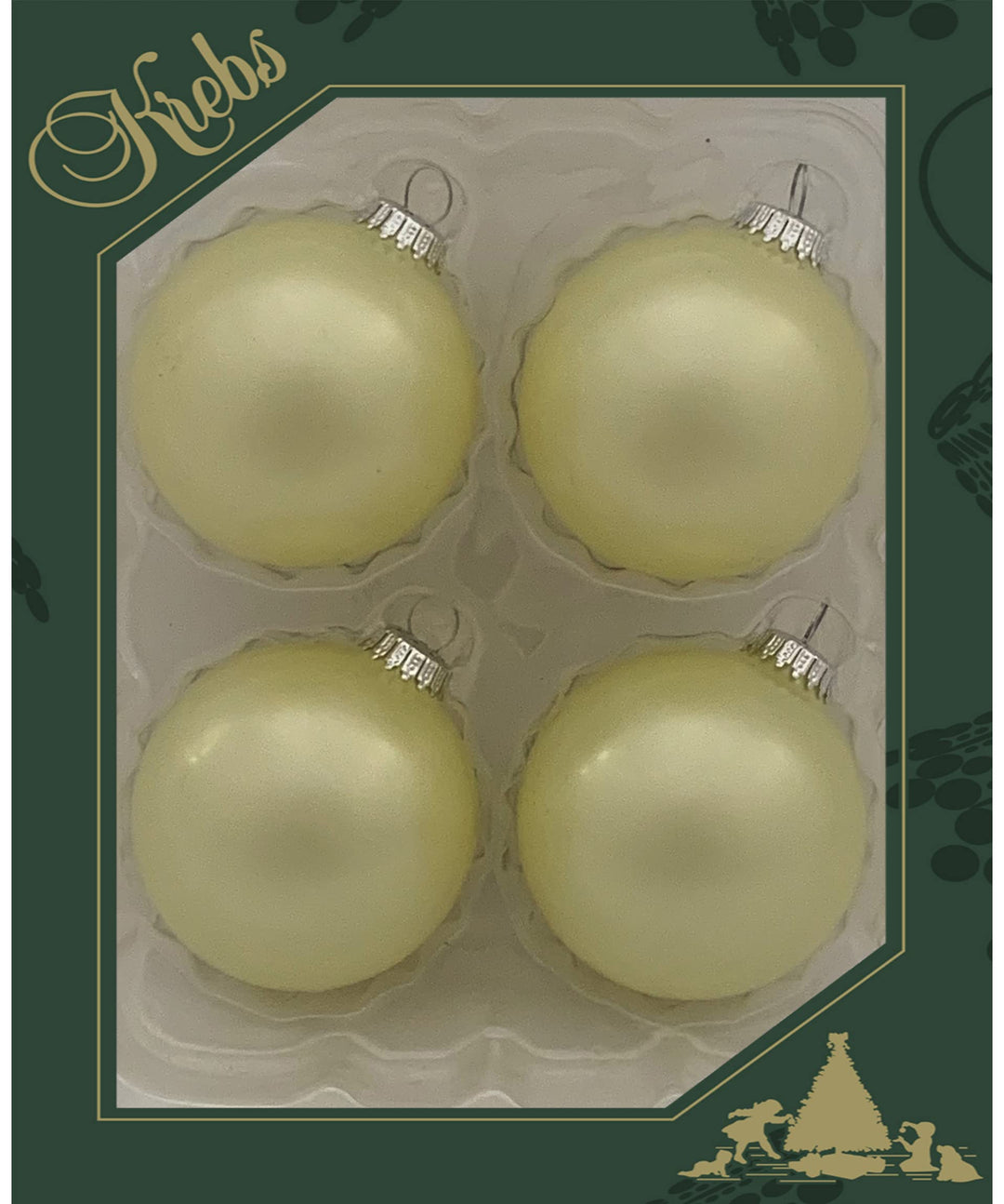 Glass Christmas Tree Ornaments - 80mm / 3.25" [4 Pieces] Designer Balls from Christmas By Krebs Seamless Hanging Holiday Decor (Blonde)