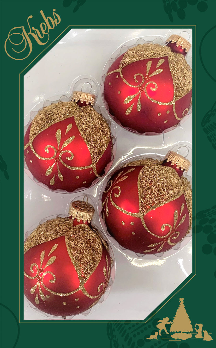 2 5/8" (67mm) Designer Decorated Boxed Glass Christmas Ornaments