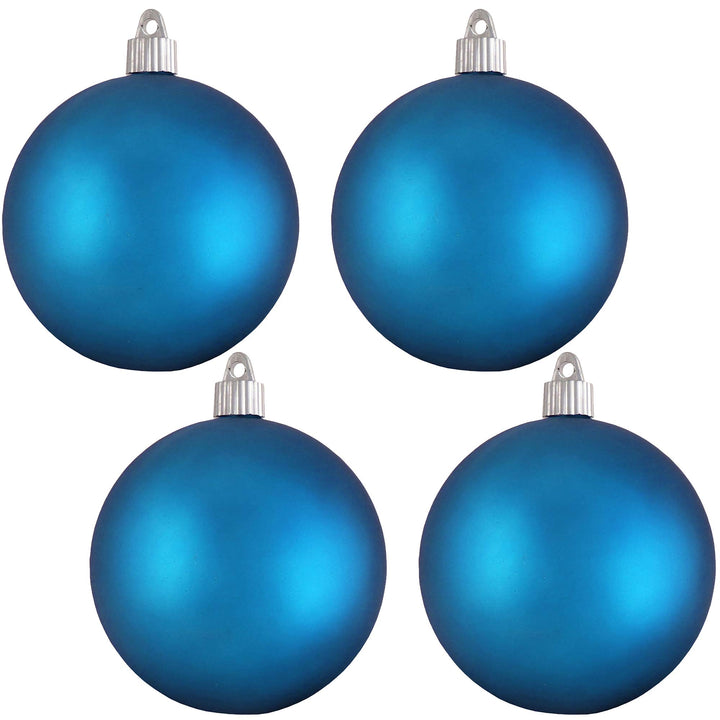 Christmas By Krebs 4" (100mm) Velvet Aloha Blue [4 Pieces] Solid Commercial Grade Indoor and Outdoor Shatterproof Plastic, UV and Water Resistant Ball Ornament Decorations