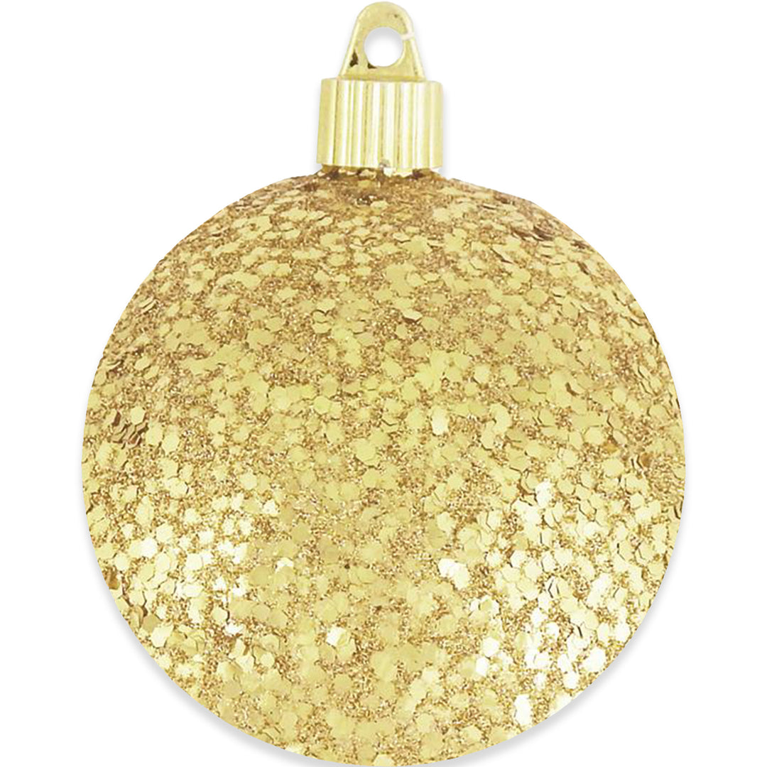 Christmas By Krebs 3 1/4" (80mm) Gold Glitz [8 Pieces] Solid Commercial Grade Indoor and Outdoor Shatterproof Plastic, Water Resistant Ball Ornament Decorations
