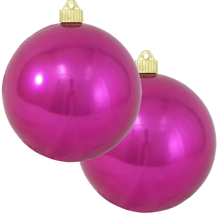 Christmas By Krebs 6" (150mm) Shiny Tutti Frutti Pink [2 Pieces] Solid Commercial Grade Indoor and Outdoor Shatterproof Plastic, UV and Water Resistant Ball Ornament Decorations