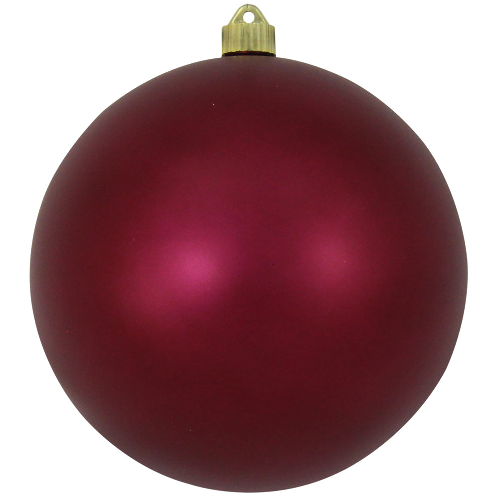 Christmas By Krebs 8" (200mm) Velvet Bayberry Red [1 Piece] Solid Commercial Grade Indoor and Outdoor Shatterproof Plastic, UV and Water Resistant Ball Ornament Decorations