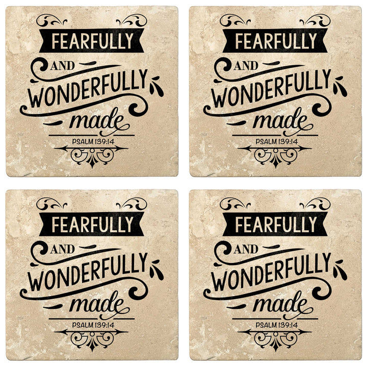 Set of 4 Absorbent Stone 4" Religious Drink Coasters, Fearfully And Wonderfully Made