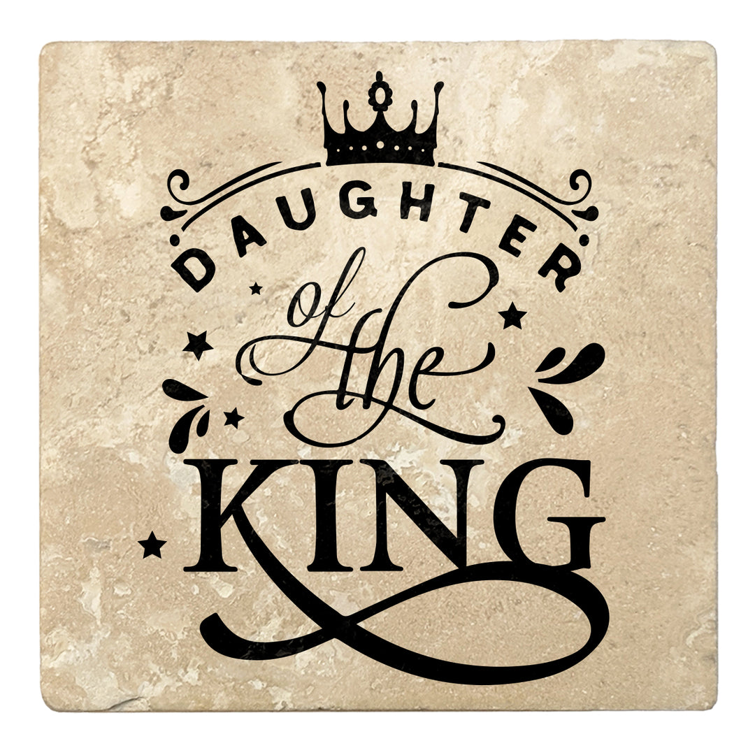 Set of 4 Absorbent Stone 4" Religious Drink Coasters, Daughter Of The King