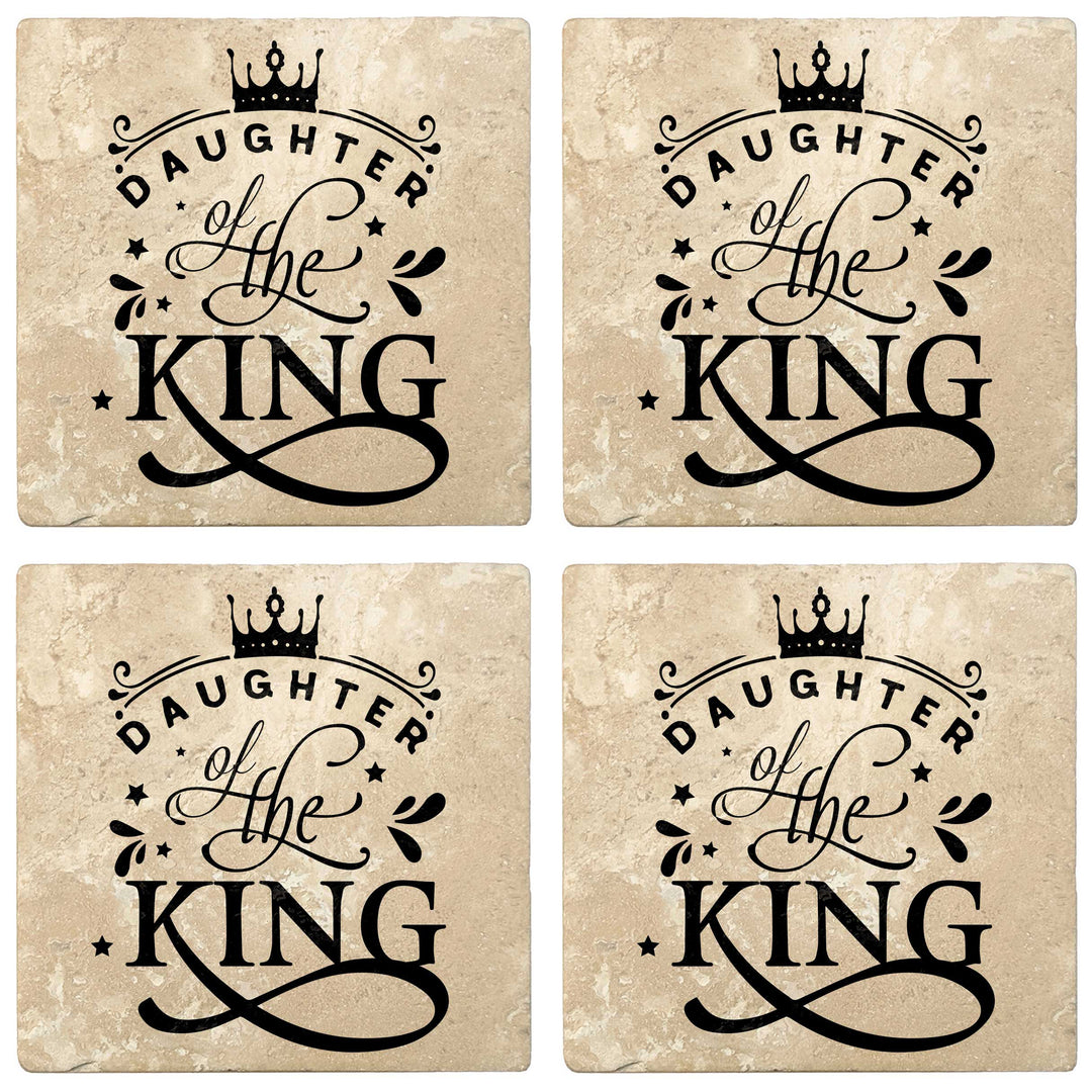 Set of 4 Absorbent Stone 4" Religious Drink Coasters, Daughter Of The King