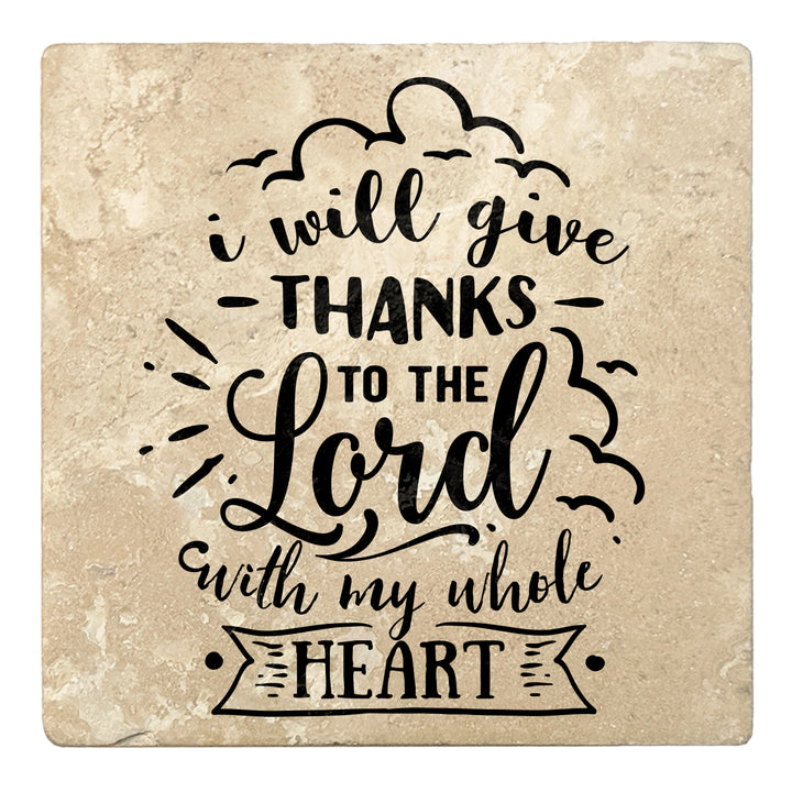 Set of 4 Absorbent Stone 4" Religious Drink Coasters, I Will Give Thanks To The Lord