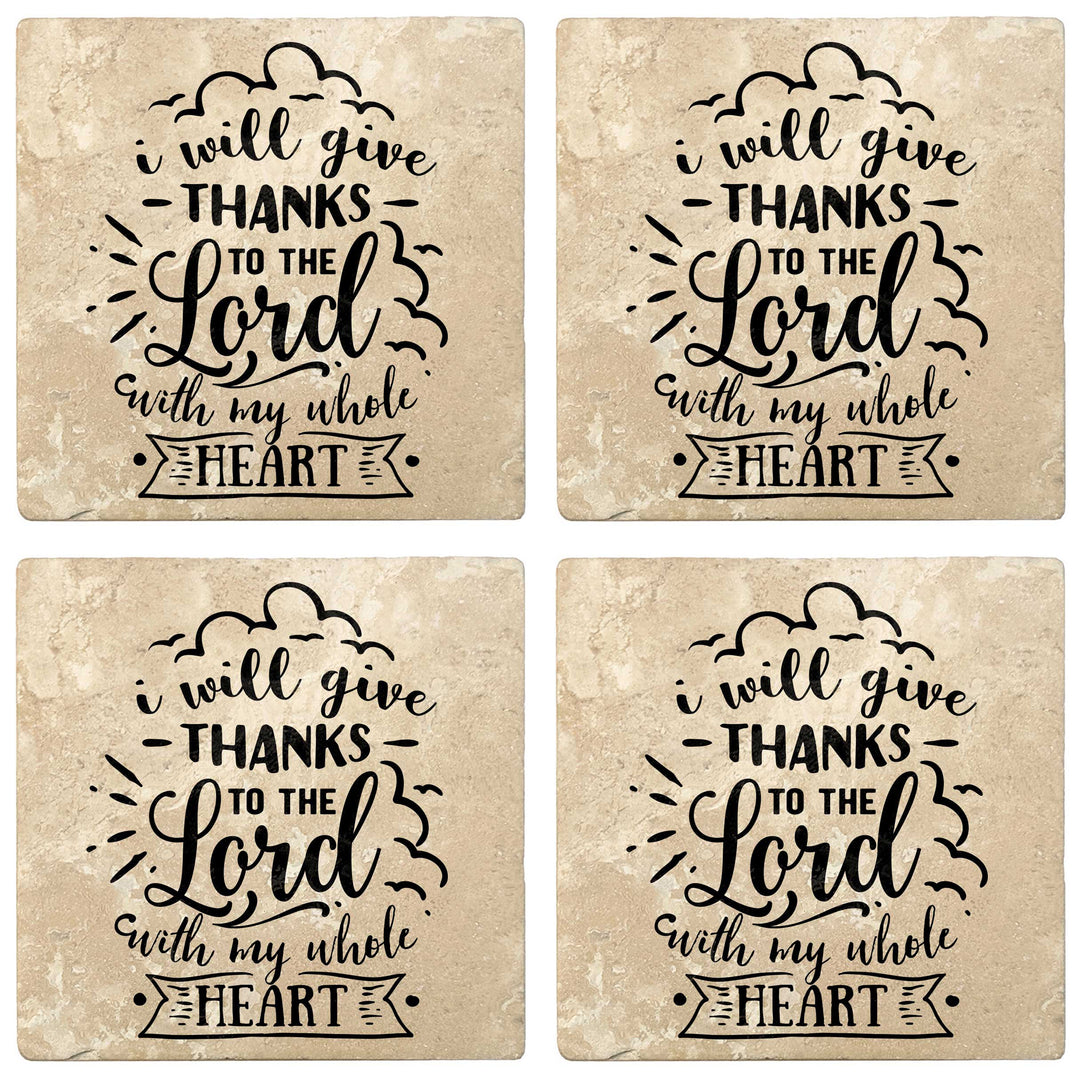 Set of 4 Absorbent Stone 4" Religious Drink Coasters, I Will Give Thanks To The Lord