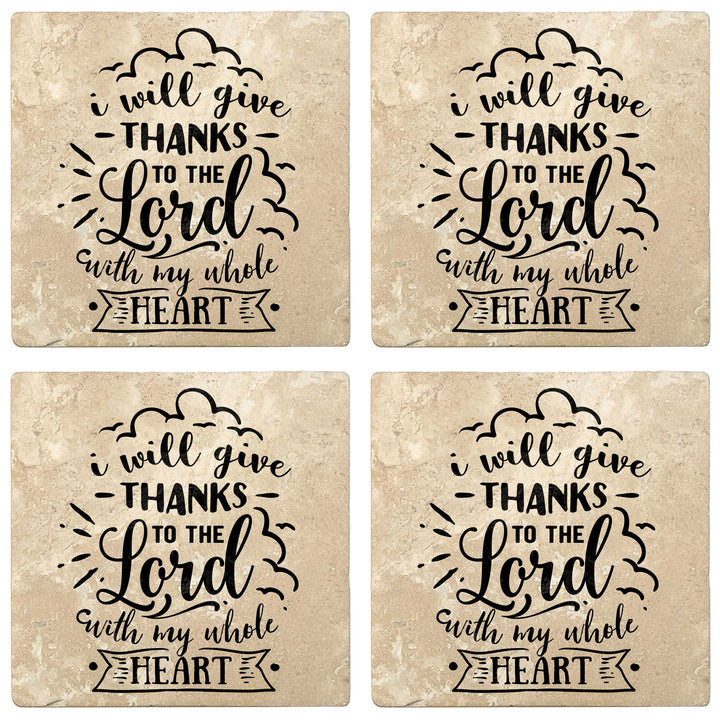 Set of 4 Absorbent Stone 4" Religious Drink Coasters, I Will Give Thanks To The Lord