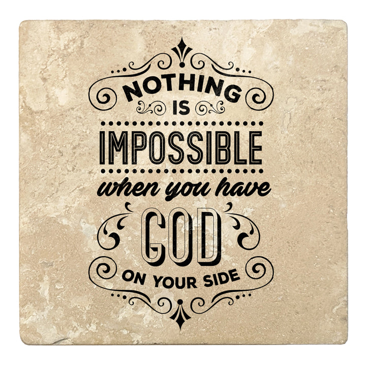 Set of 4 Absorbent Stone 4" Religious Drink Coasters, Nothing Is Impossible When You Have God