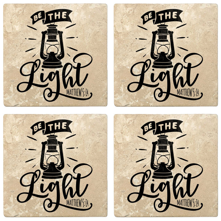 Set of 4 Absorbent Stone 4" Religious Drink Coasters, Be The Light