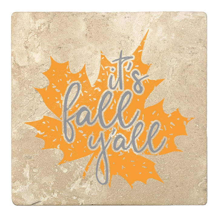Set of 4 Absorbent Stone 4" Fall Autumn Coasters, It's Fall Y'all