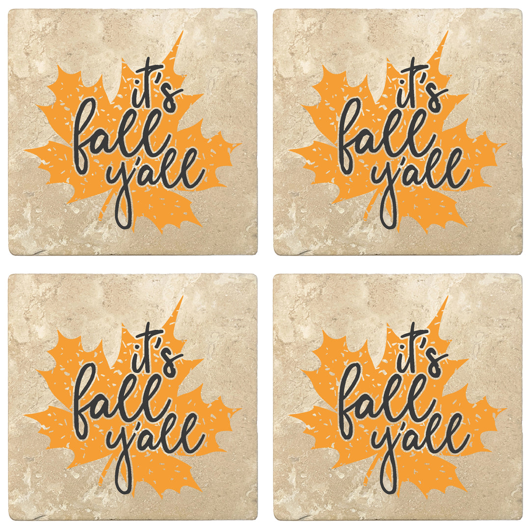Set of 4 Absorbent Stone 4" Fall Autumn Coasters, It's Fall Y'all