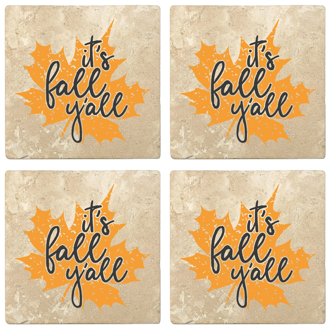 Set of 4 Absorbent Stone 4" Fall Autumn Coasters, It's Fall Y'all