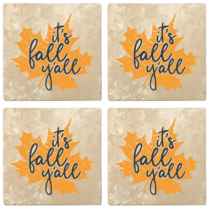 Set of 4 Absorbent Stone 4" Fall Autumn Coasters, It's Fall Y'all
