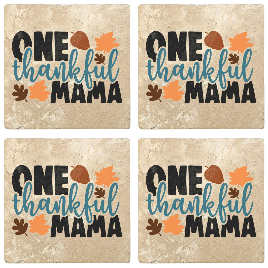 Set of 4 Absorbent Stone 4" Fall Autumn Coasters, One Thankful Mama