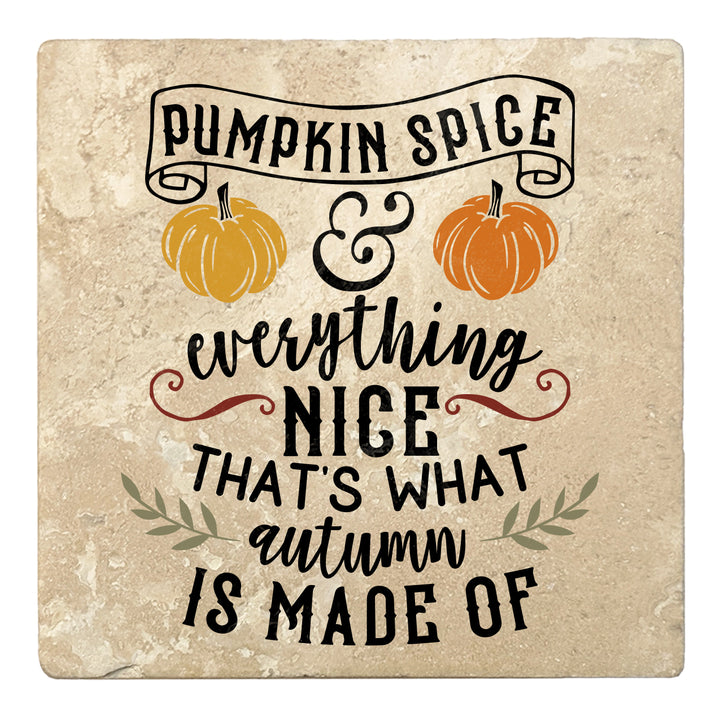 Set of 4 Absorbent Stone 4" Fall Autumn Coasters, Pumpkin Spice & Everything Nice