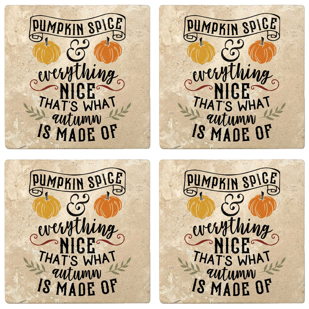 Set of 4 Absorbent Stone 4" Fall Autumn Coasters, Pumpkin Spice & Everything Nice