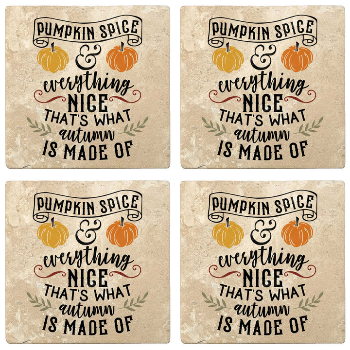 Set of 4 Absorbent Stone 4" Fall Autumn Coasters, Pumpkin Spice & Everything Nice