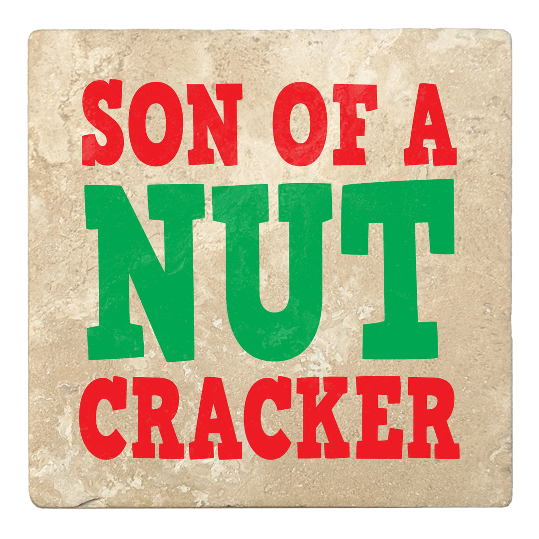 Set of 4 Absorbent Stone 4" Holiday Christmas Drink Coasters, Son Of A Nutcracker